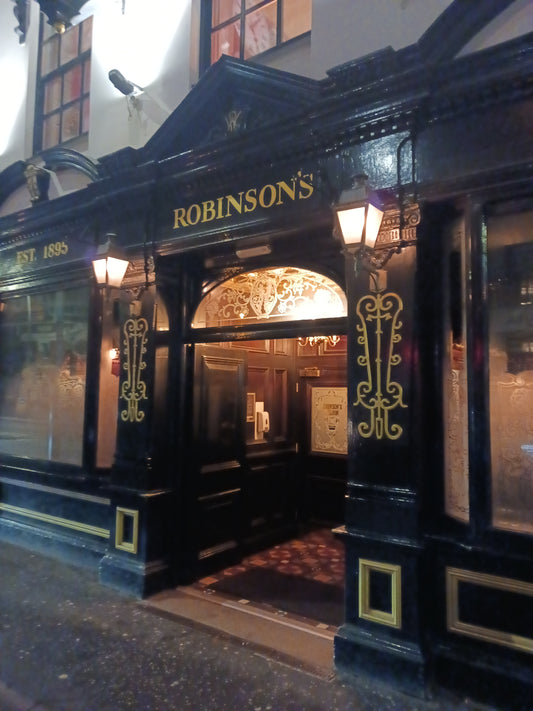 Photograph of The Front Entrance to Robinson's Pub, Belfast, Northern Ireland. Photograph by Damien Leech.